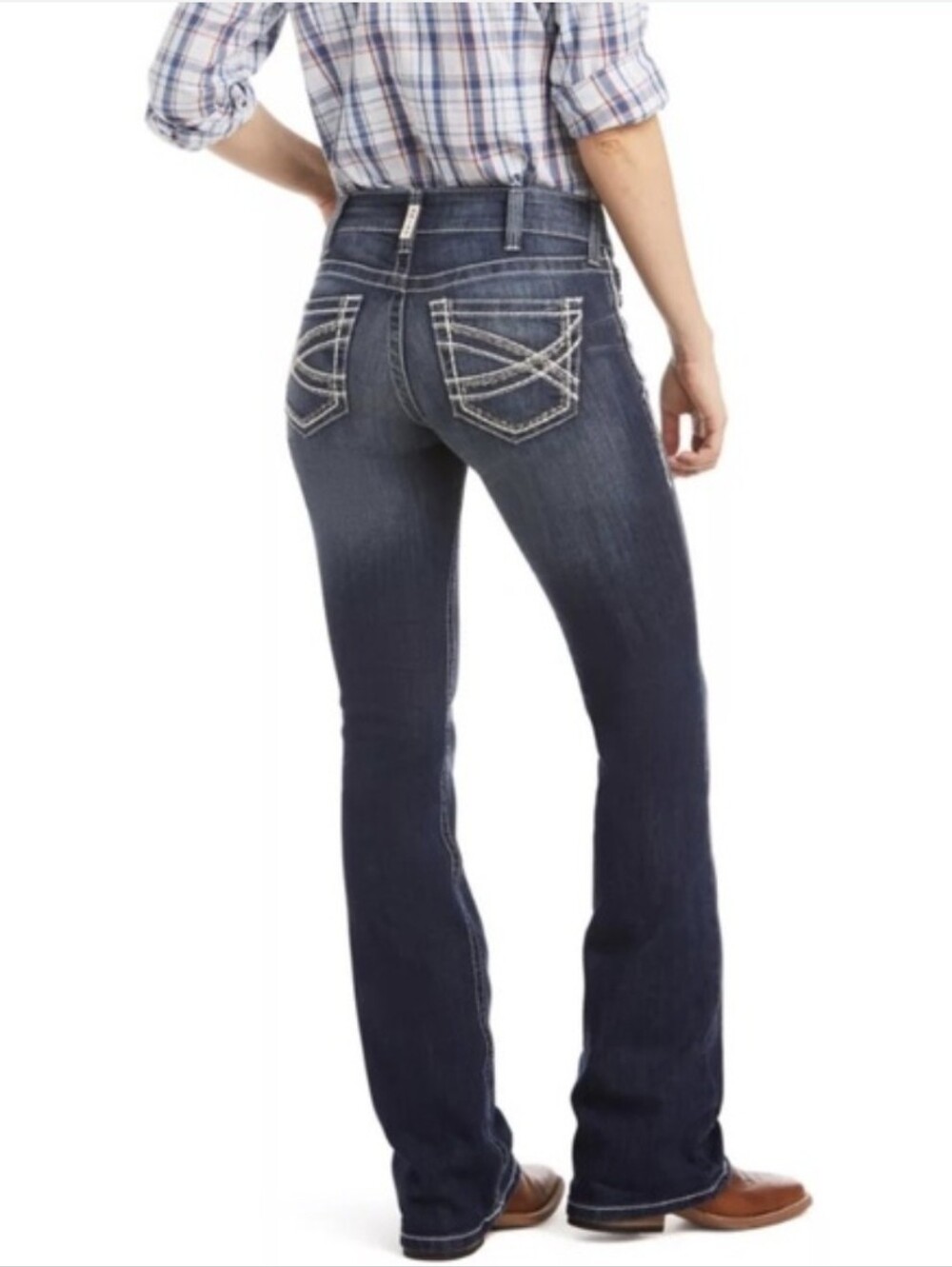 Ariat R.E.A.L. Women Mid Rise Stretch Entwined Boot Cut Jeans Plus Size 33R